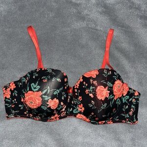 Coco Intimate Lingerie Bra Red Floral Sz 38C Underwire Padded